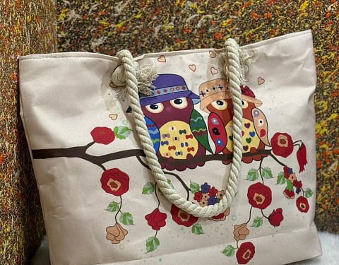 owl and evil eye hand bag